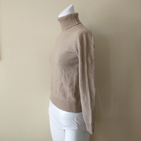 Uniqlo Sweater Pullover Womens XS Tan Turtleneck Wool Alpaca Blend Quiet Luxury - Picture 2 of 7